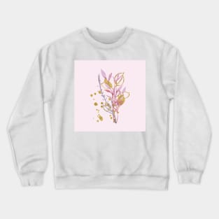 Purple and gold watercolor leaves branches Crewneck Sweatshirt